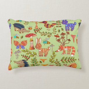 Picture of the forest life. Flora and fauna. Vinta Decorative Cushion