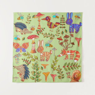Picture of the forest life. Flora and fauna. Vinta Tapestry