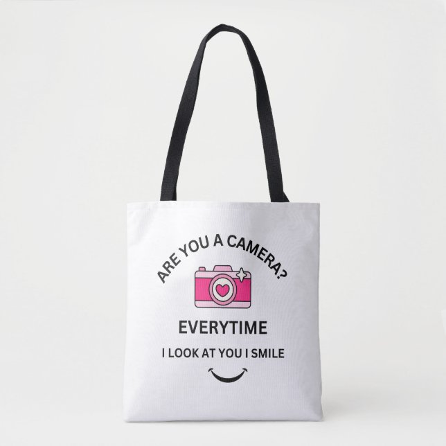 Picture Perfect Love Pink Camera Design Shoulder  Tote Bag (Front)