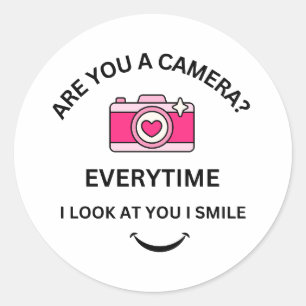 Picture Perfect Love Pink Camera Valentine's Classic Round Sticker