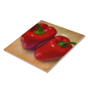 Picture Perfect Red Peppers Ceramic Tile