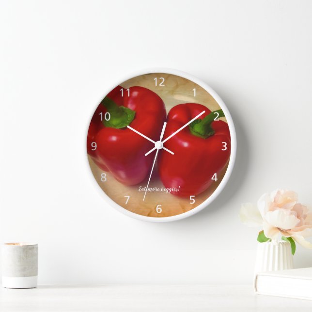 Picture Perfect Red Peppers Wall Clock (Home)