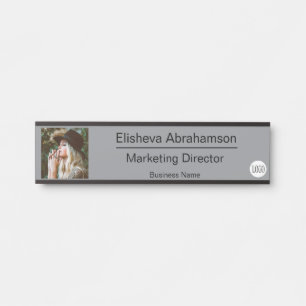 Picture Photo Office Door Sign Grey Name Plate