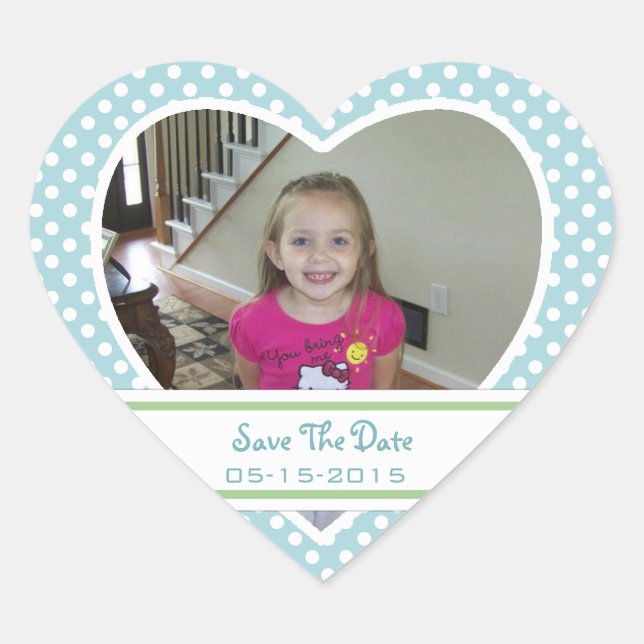 Picture: Polka-dot Heart: Save The Date Stickers (Front)