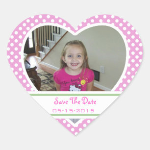 Picture: Polka-dot Heart: Save The Date Stickers