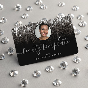 Picture Template Luminous Platinum Silver Glitter Business Card