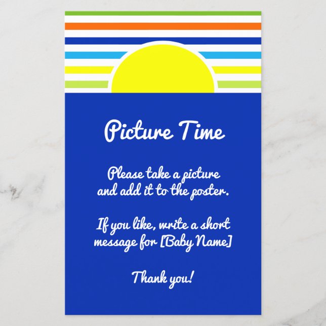 Picture Time Baby Shower Take Instant Photo Sign (Front)