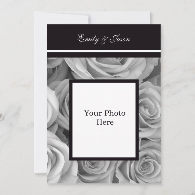 Picture Wedding Invitation with Rose Border (Front)