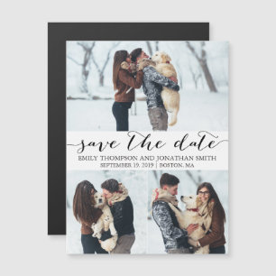 Picture Wedding Save The Date Magnet, Three Photos Magnetic Invitation