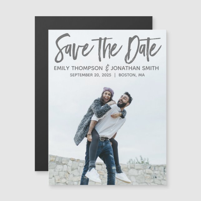 Picture Wedding Save The Date Magnets, Portrait Magnetic Invitation (Front/Back)