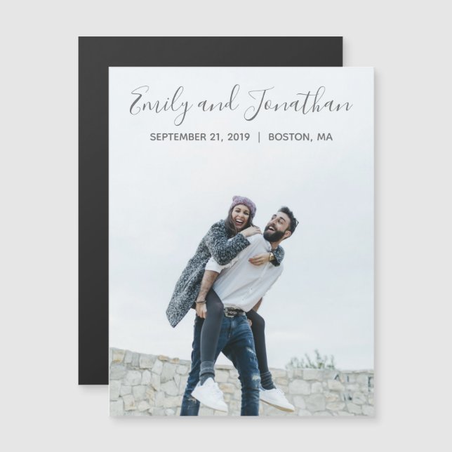 Picture Wedding Save The Date Magnets, Vertical Magnetic Invitation (Front/Back)