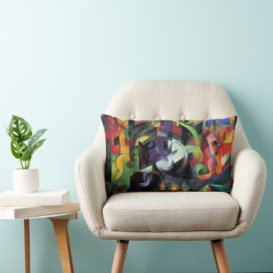 Picture with Cattle by Franz Marc, Vintage Art Lumbar Cushion