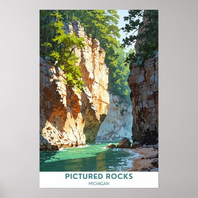 Pictured Rocks, Michigan, Beautiful Landscape Poster (Front)