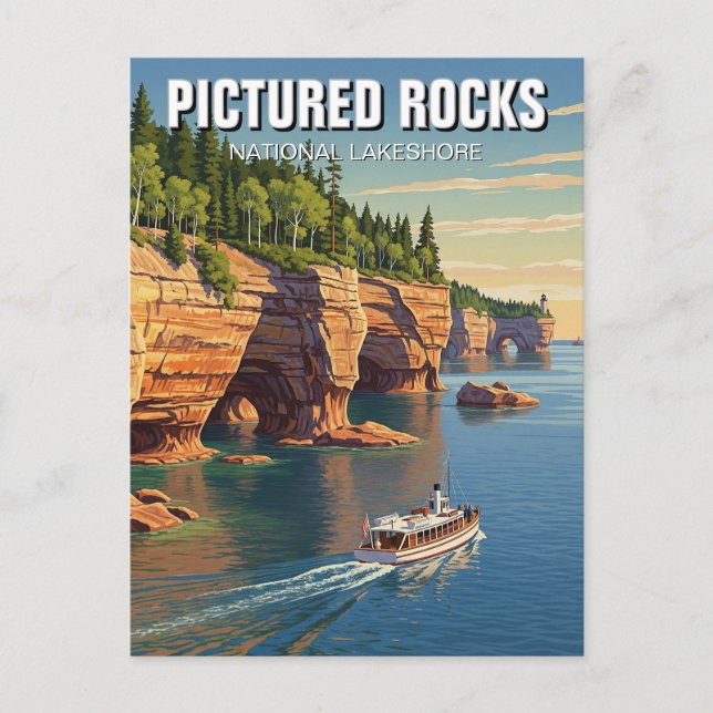 Pictured Rocks Michigan Travel Postcard (Front)