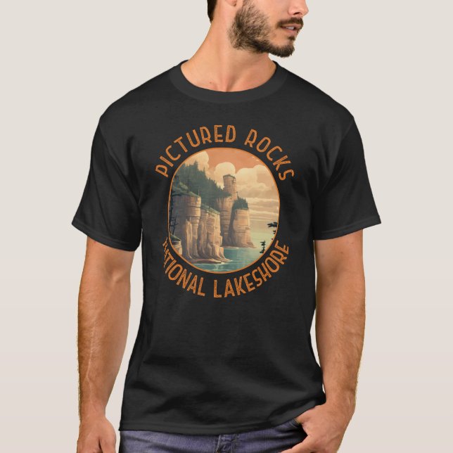 Pictured Rocks National Lakeshore Distressed Retro T-Shirt (Front)
