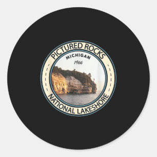 Pictured Rocks National Lakeshore Michigan Badge V Classic Round Sticker