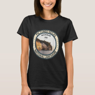 Pictured Rocks National Lakeshore Michigan Badge V T-Shirt