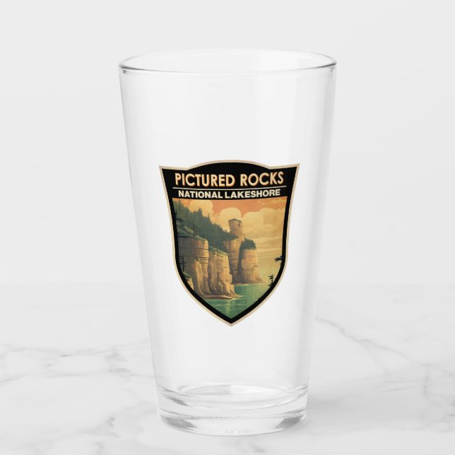 Pictured Rocks National Lakeshore Travel Vintage Glass (Front)