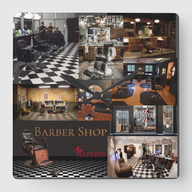Pictures Of Barber Shops Square Wall Clock (Front)