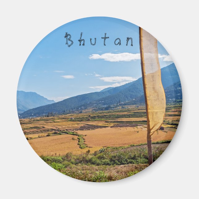 Picturesque agricultural landscape in rural Bhutan Magnet (Front)
