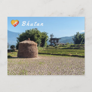 Picturesque agricultural landscape in rural Bhutan Postcard