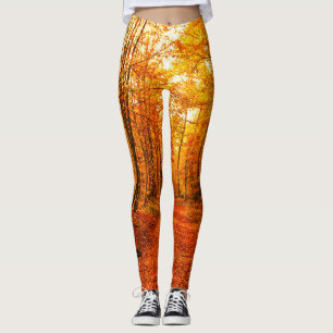 Picturesque Autumn Way Landscape Leggings