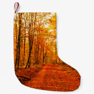 Picturesque Autumn Way Landscape Small Christmas Stocking