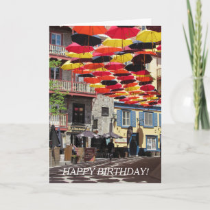 Picturesque Colourful Umbrellas and Unique Message Card