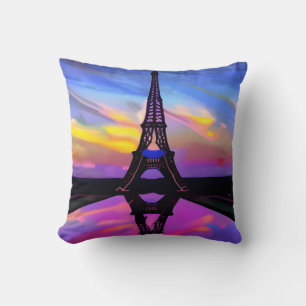 Picturesque Eiffel Tower In A Glowing Sunset Cushion