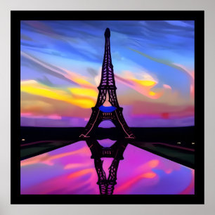 Picturesque Eiffel Tower In A Glowing Sunset Poster