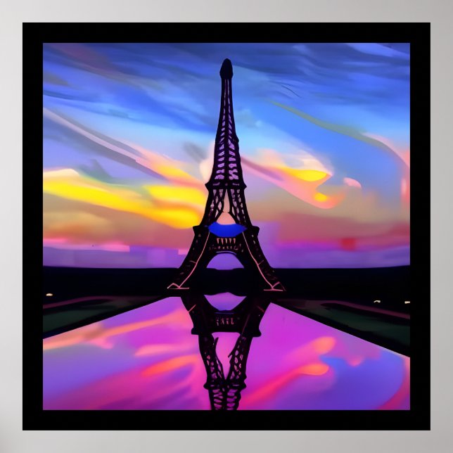 Picturesque Eiffel Tower In A Glowing Sunset Poster (Front)