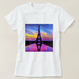 Picturesque Eiffel Tower In A Glowing Sunset T-Shirt
