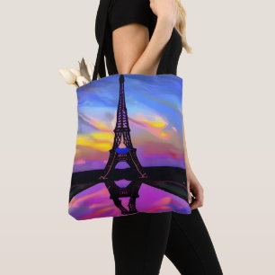 Picturesque Eiffel Tower In A Glowing Sunset Tote Bag