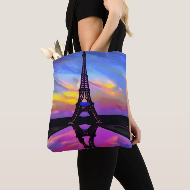 Picturesque Eiffel Tower In A Glowing Sunset Tote Bag (Close Up)