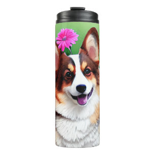 Picturesque Floral Corgi Thermal Tumbler