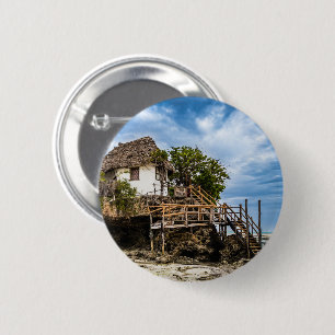Picturesque house on a tropical coral outcrop 6 cm round badge