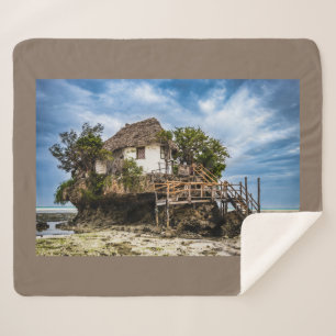 Picturesque house on a tropical coral outcrop sherpa blanket