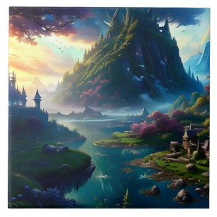 Picturesque Landscape Four Ceramic Tile
