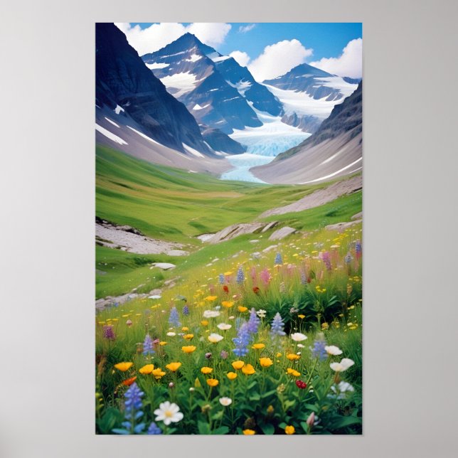 Picturesque Landscape Mountains Valley Nature Calm Poster (Front)
