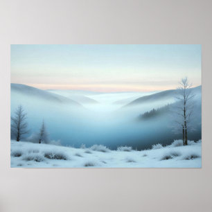 Picturesque Landscape Mountains Winter Nature Art Poster