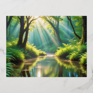 Picturesque Landscape Panoramic River Nature Calm Foil Holiday Postcard