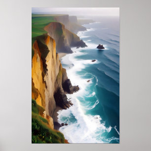 Picturesque Landscape Seacoast Nature Tranquil Sea Poster