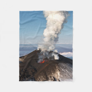 Picturesque landscape: view of volcano eruption fleece blanket
