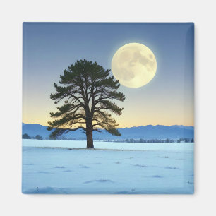 Picturesque Landscape Winter Moon Nature Tranquil Magnet