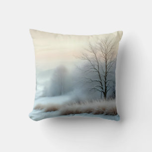 Picturesque Landscape Winter Nature Background Art Cushion