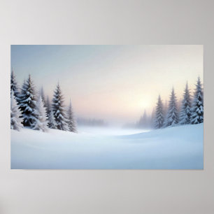 Picturesque Landscape Winter Nature Background Art Poster