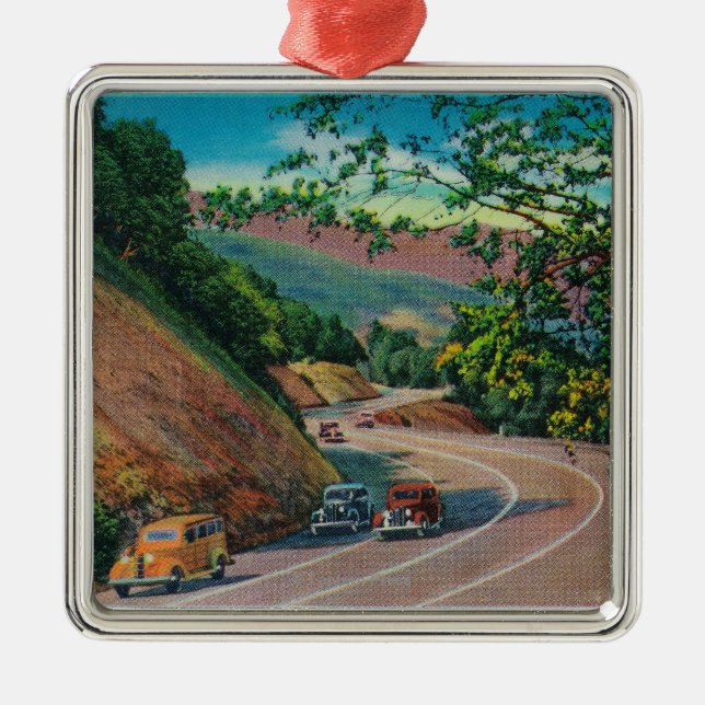 Picturesque Los Gatos Highway near Santa Cruz Metal Ornament (Front)