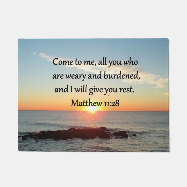 PICTURESQUE MATTHEW 11"28 SCRIPTURE VERSE DOORMAT (Front)