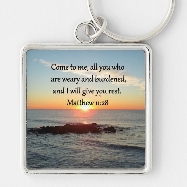 PICTURESQUE MATTHEW 11"28 SCRIPTURE VERSE KEY RING (Front)