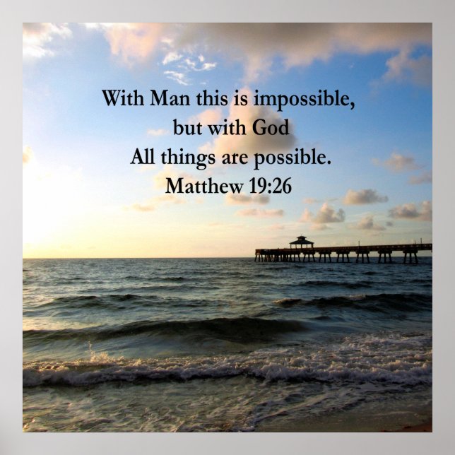 PICTURESQUE MATTHEW 19:26 OCEAN PHOTO DESIGN POSTER (Front)